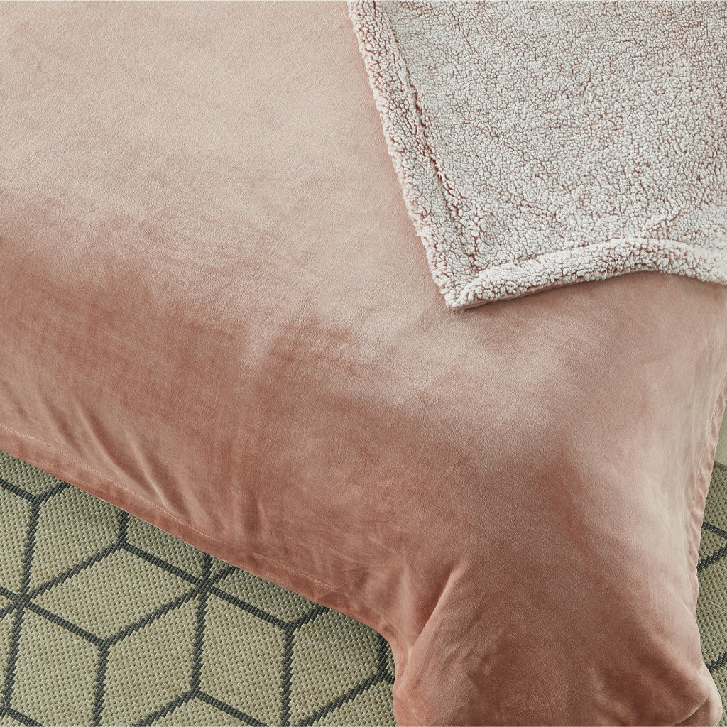 80" X 60" Blush Knitted Polyester Plush Throw Blanket