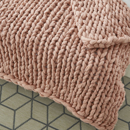 60" X 40" Blush Knitted Polyester Throw Blanket