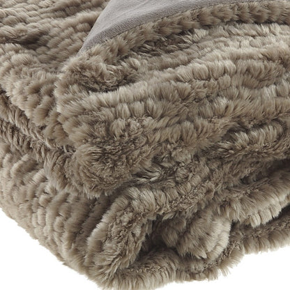 60" X 50" Brown Knitted Acrylic Plush Throw Blanket