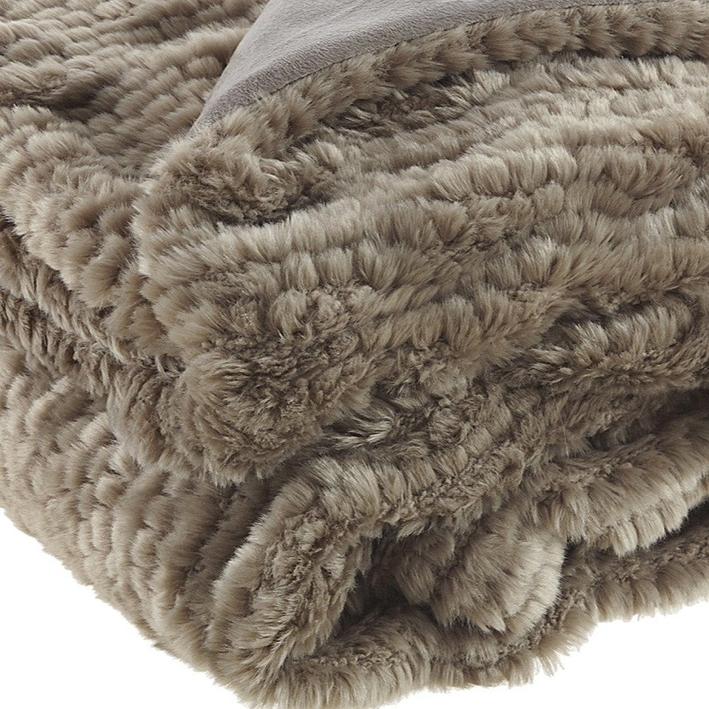 60" X 50" Brown Knitted Acrylic Plush Throw Blanket