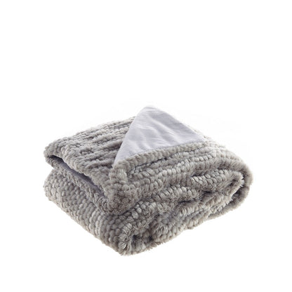 60" X 50" Brown Knitted Acrylic Plush Throw Blanket