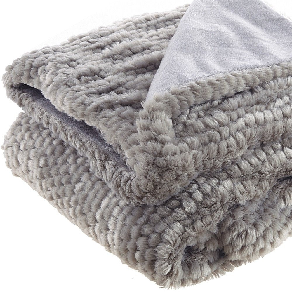 60" X 50" Brown Knitted Acrylic Plush Throw Blanket