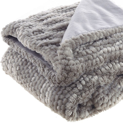 60" X 50" Brown Knitted Acrylic Plush Throw Blanket