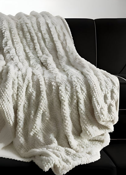 60" X 50" Brown Knitted Acrylic Plush Throw Blanket
