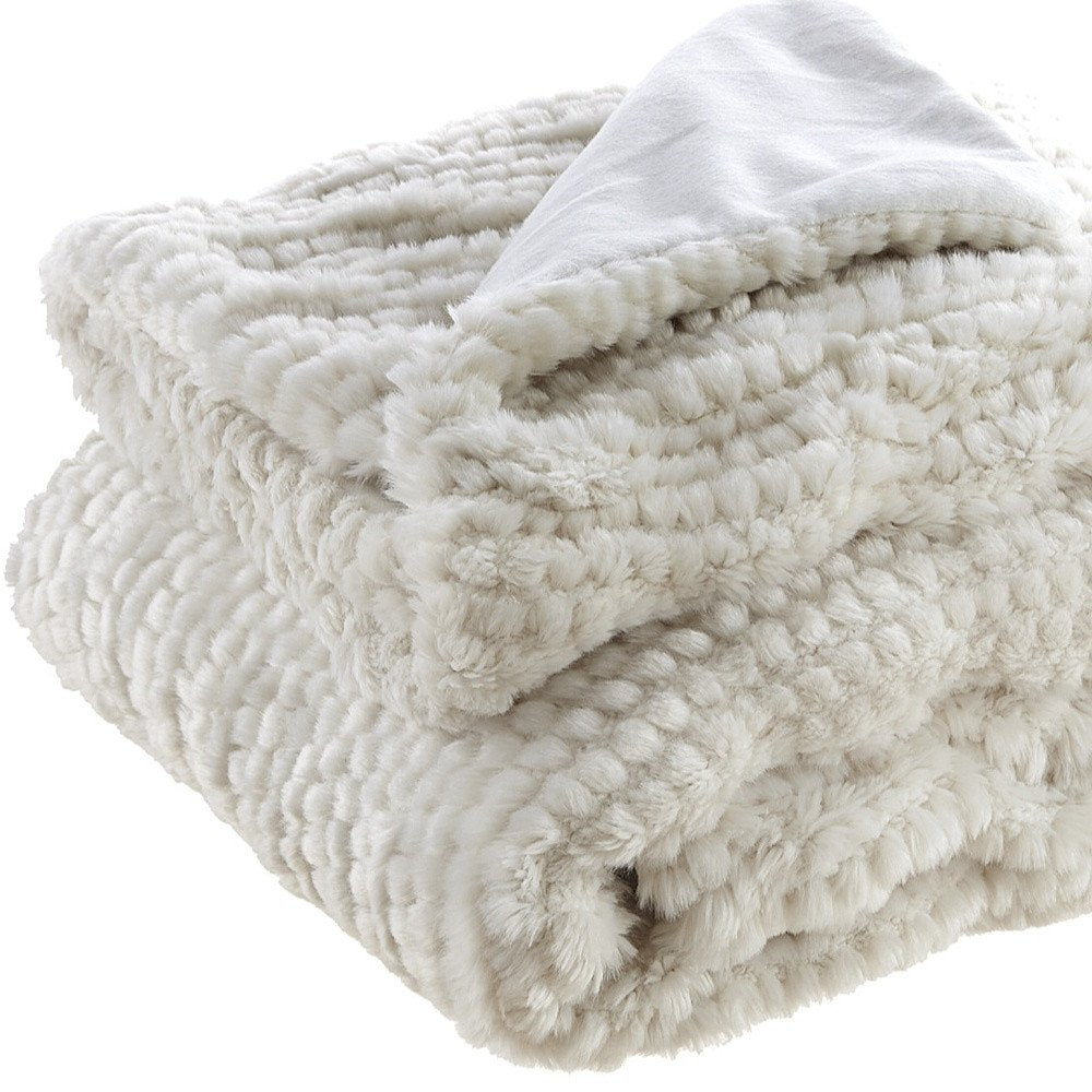 60" X 50" Brown Knitted Acrylic Plush Throw Blanket