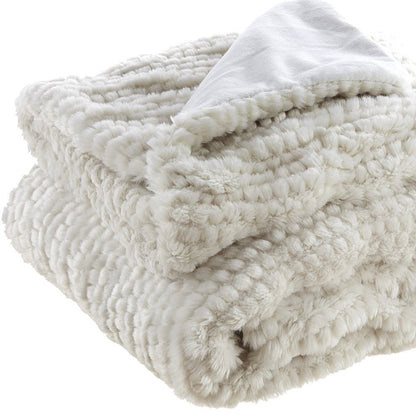 60" X 50" Brown Knitted Acrylic Plush Throw Blanket