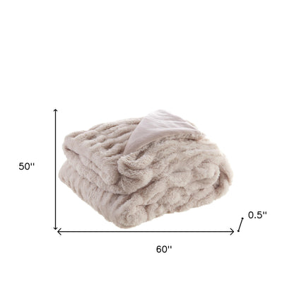 60" X 50" Brown Knitted Faux Fur Throw Blanket