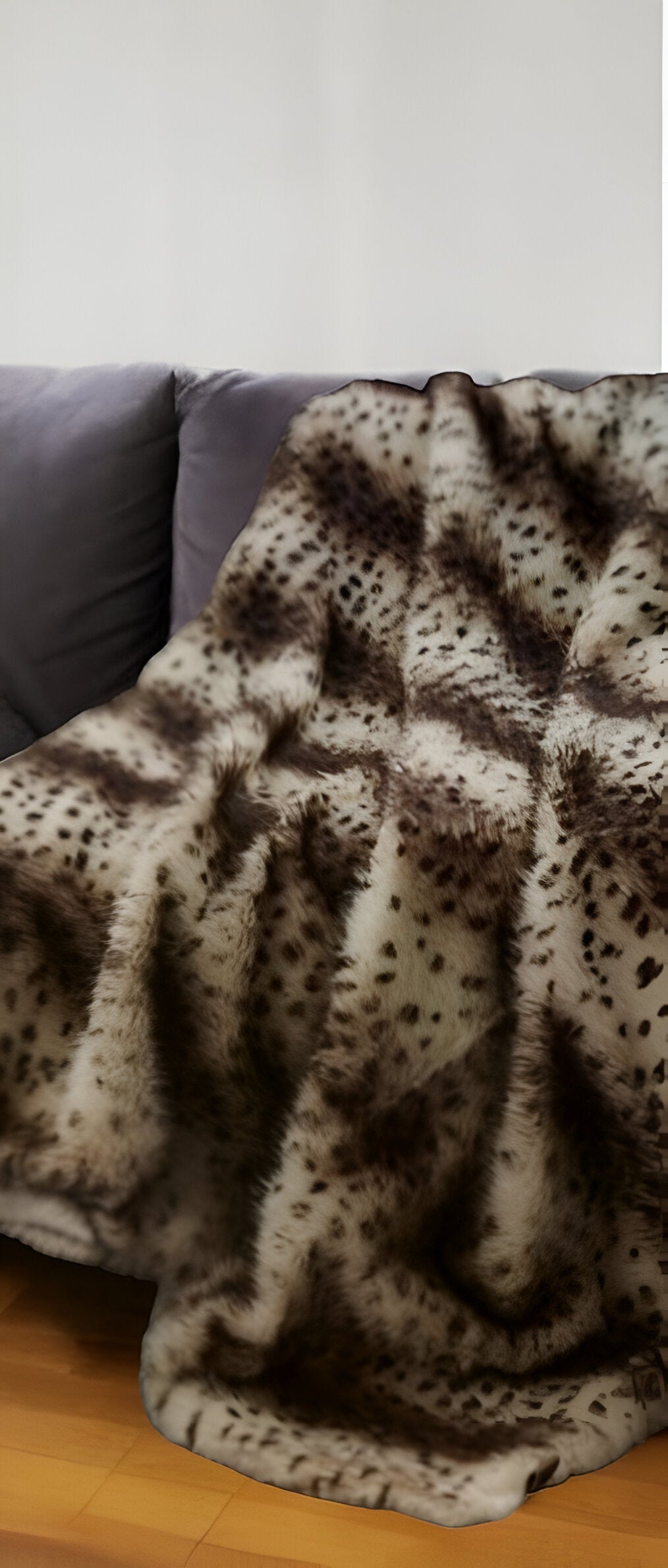 60" X 50" Brown Knitted Polyester Animal Print Throw Blanket