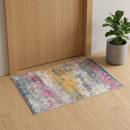 2' X 3' Orange Pink And Gray Area Rug