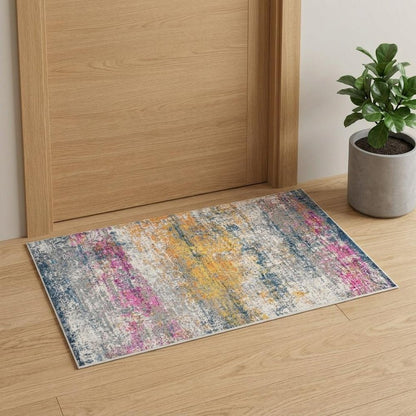 2' X 3' Orange Pink And Gray Area Rug