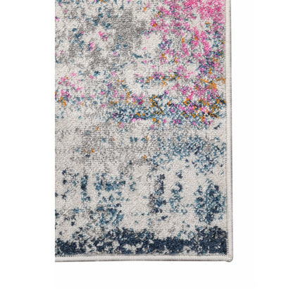 9' X 12' Orange Pink And Gray Area Rug