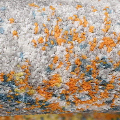 9' X 12' Orange Pink And Gray Area Rug