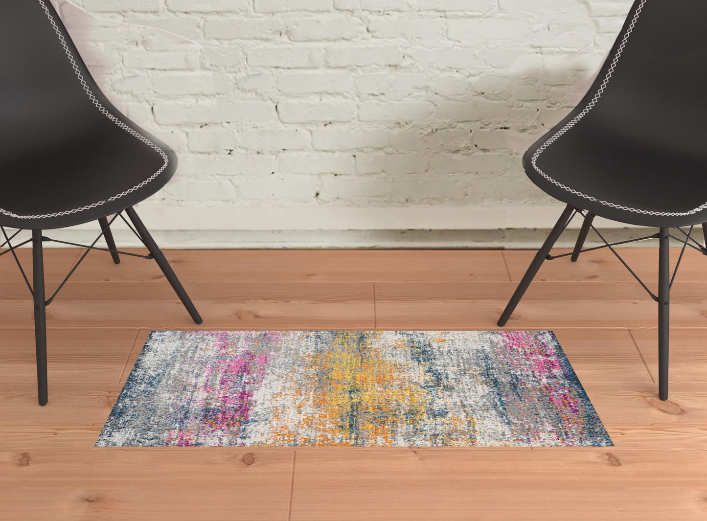 5' X 7' Pink and Orange Abstract Power Loom Area Rug