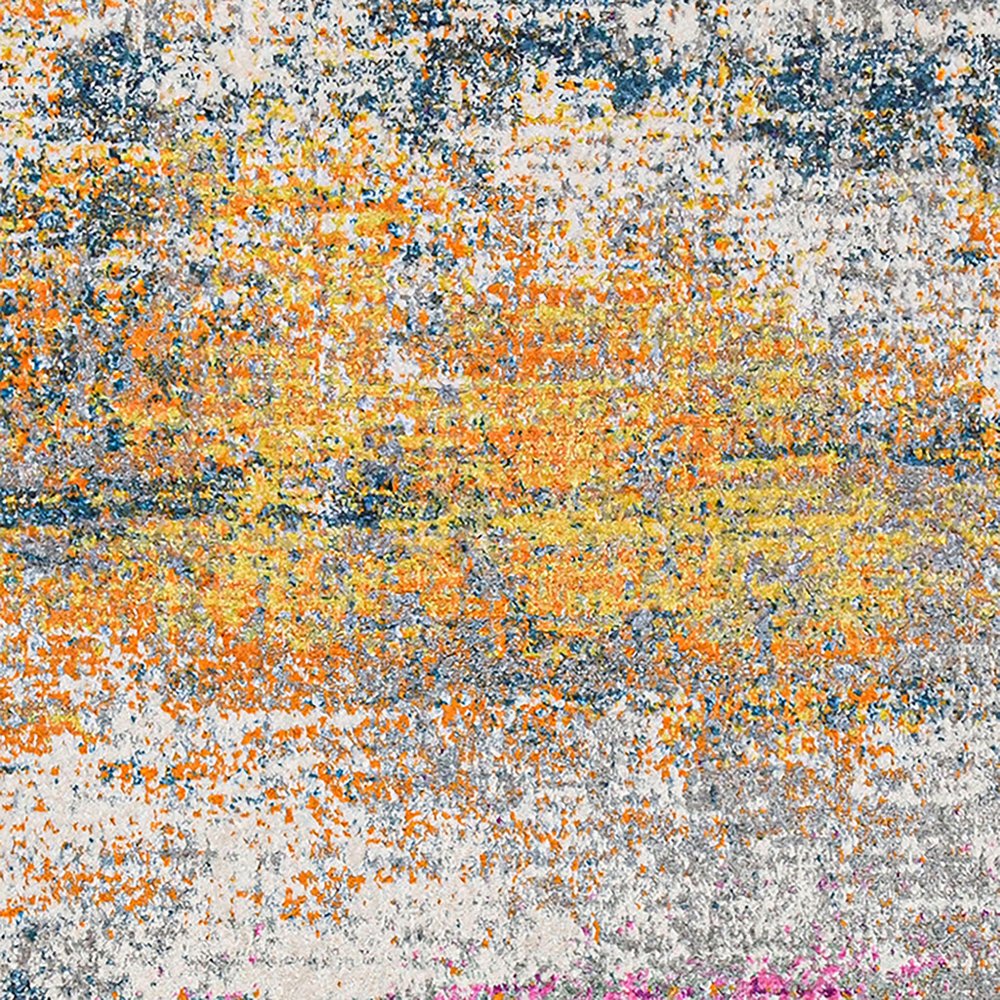 9' X 12' Orange Pink And Gray Area Rug