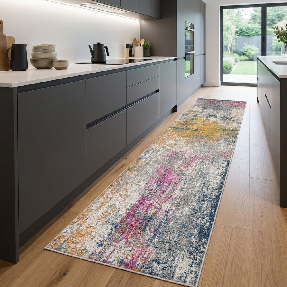 2' X 3' Orange Pink And Gray Area Rug