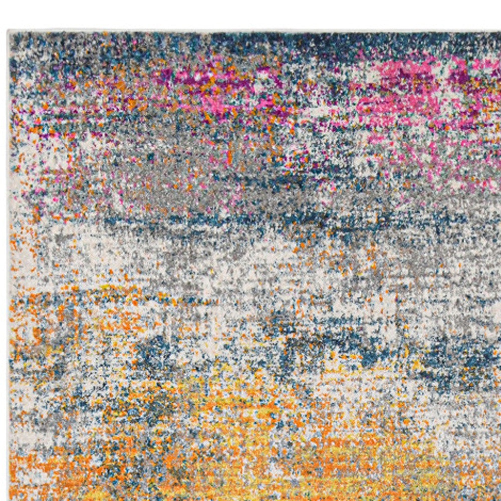 5' X 7' Pink and Orange Abstract Power Loom Area Rug