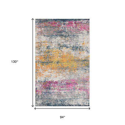 5' X 7' Pink and Orange Abstract Power Loom Area Rug