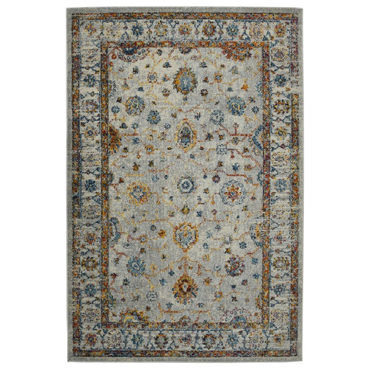 8' X 11' Gray Rust And Blue Area Rug