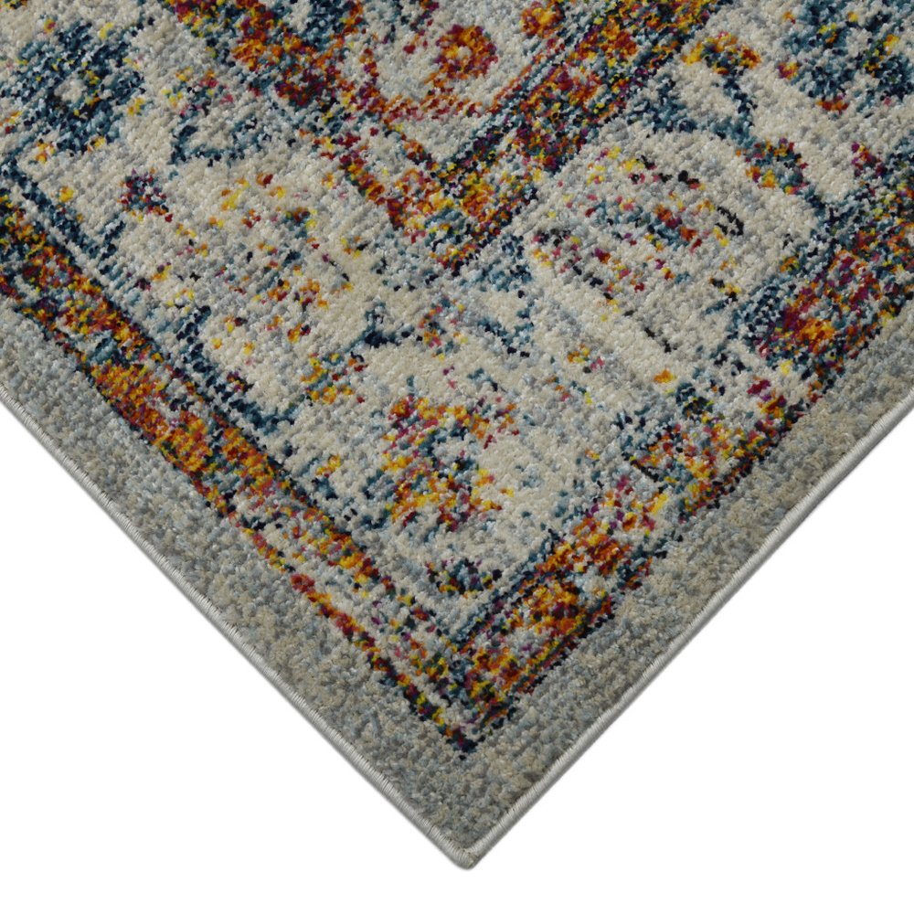 2' X 3' Gray Rust And Blue Area Rug