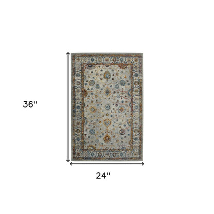 2' X 3' Gray Rust And Blue Area Rug