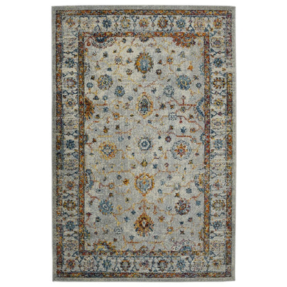 2' X 3' Gray Rust And Blue Area Rug