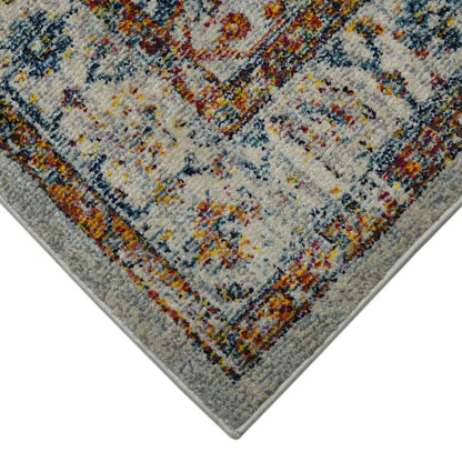 2' X 3' Gray Rust And Blue Area Rug