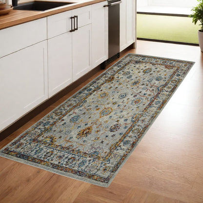 2' X 3' Gray Rust And Blue Area Rug