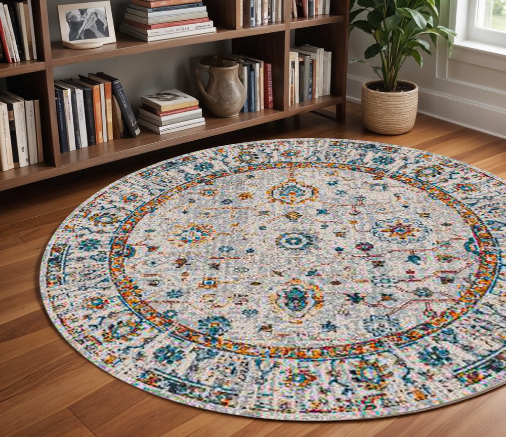 2' X 3' Gray Rust And Blue Area Rug