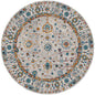 7' Orange and Ivory Floral Power Loom Round Rug