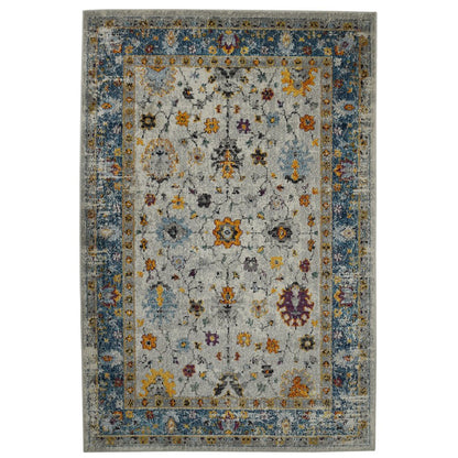 8' X 11' Gray Blue And Orange Area Rug