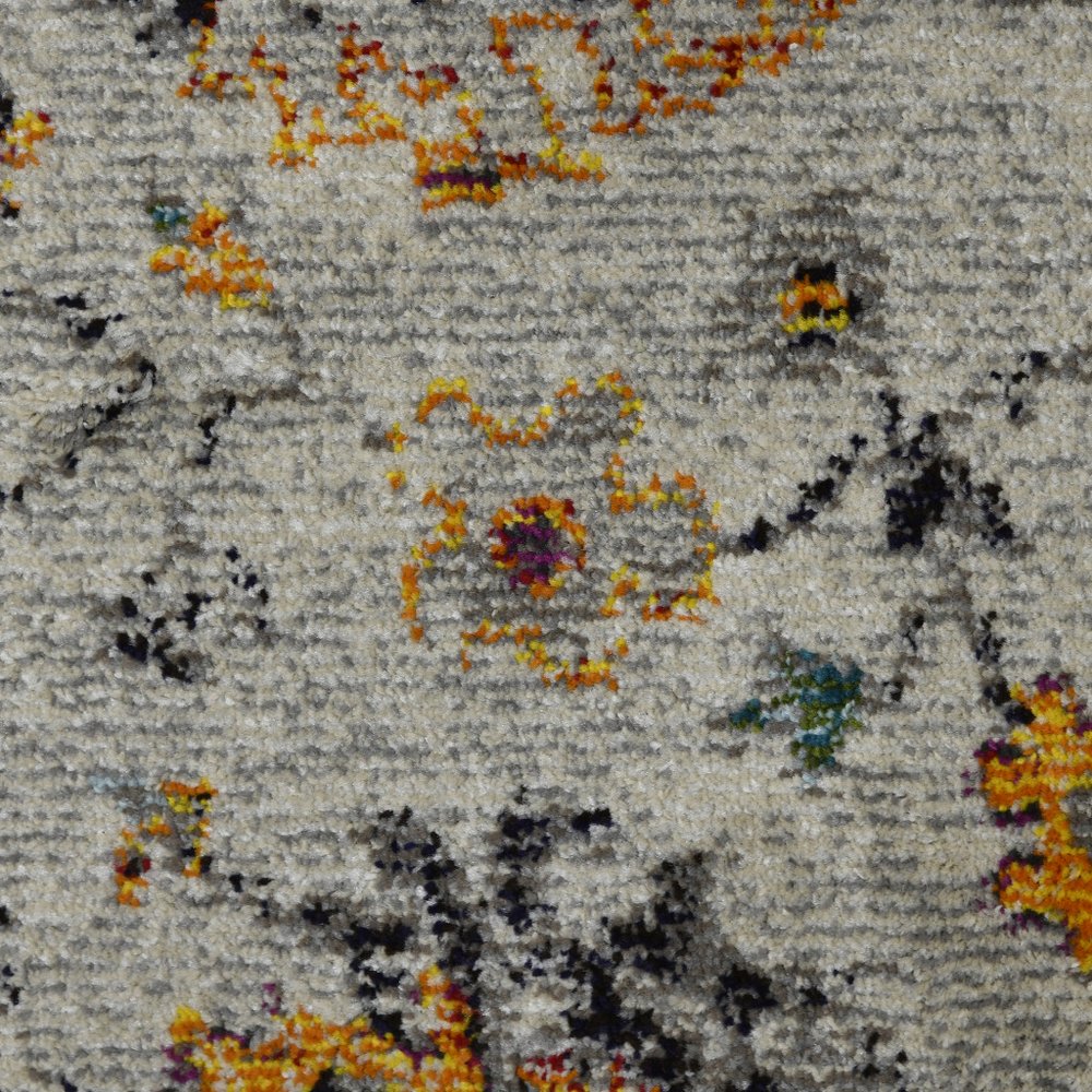 8' Gray Blue And Orange Area Rug