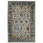 7' Blue and Orange Floral Power Loom Round Rug