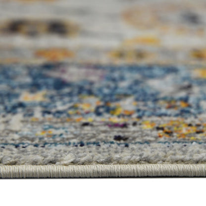 8' Gray Blue And Orange Area Rug