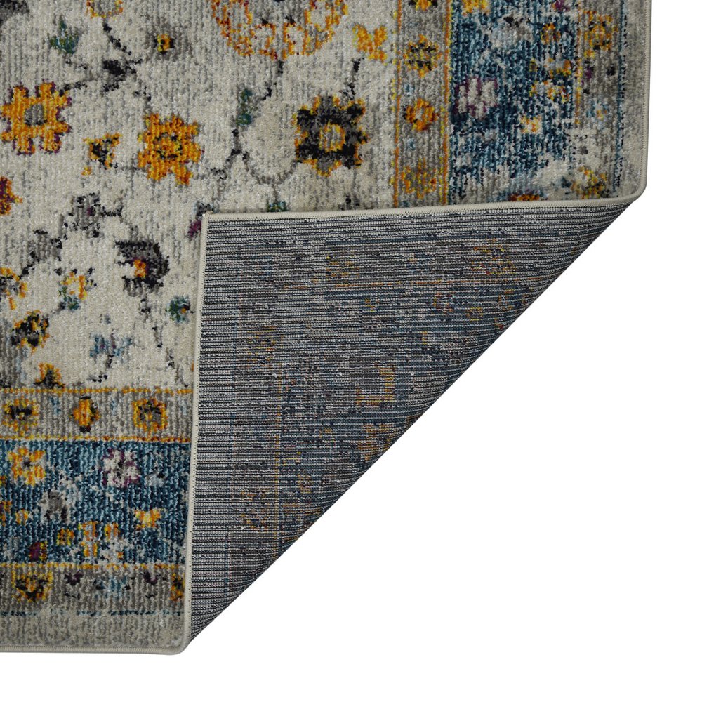 8' Gray Blue And Orange Area Rug