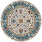 8' Blue and Orange Floral Power Loom Runner Rug