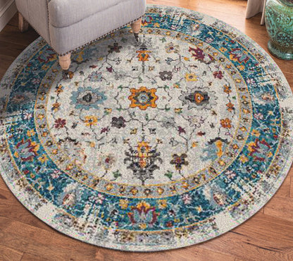 8' X 11' Gray Blue And Orange Area Rug