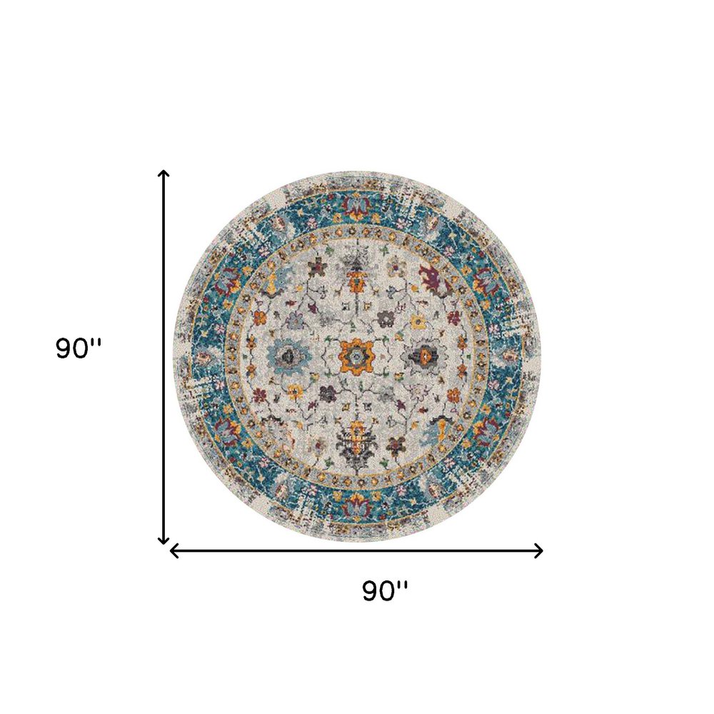 8' X 11' Gray Blue And Orange Area Rug