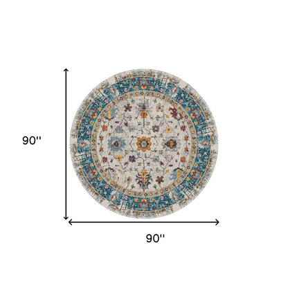 8' X 11' Gray Blue And Orange Area Rug