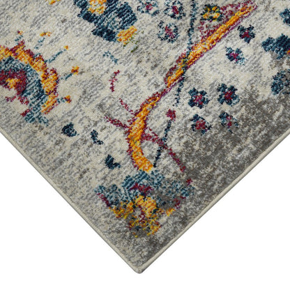 9' X 12' Gray Blue And Orange Area Rug
