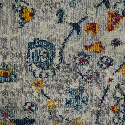 9' X 12' Gray Blue And Orange Area Rug