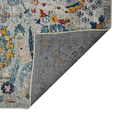 9' X 12' Gray Blue And Orange Area Rug