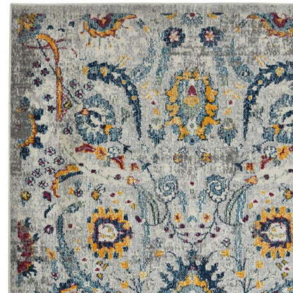 2' X 3' Gray Blue And Orange Area Rug