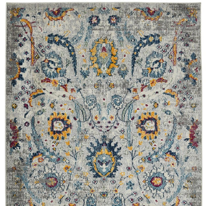 2' X 3' Gray Blue And Orange Area Rug