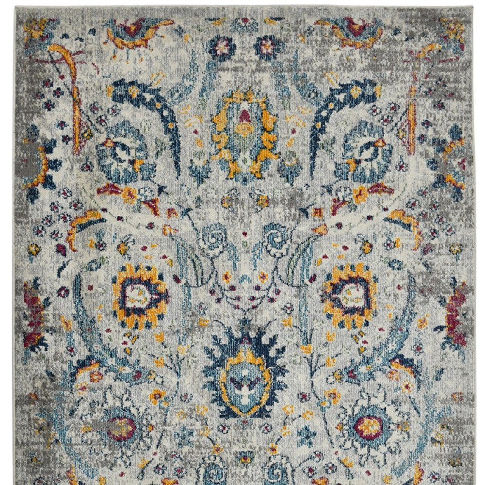 2' X 3' Gray Blue And Orange Area Rug