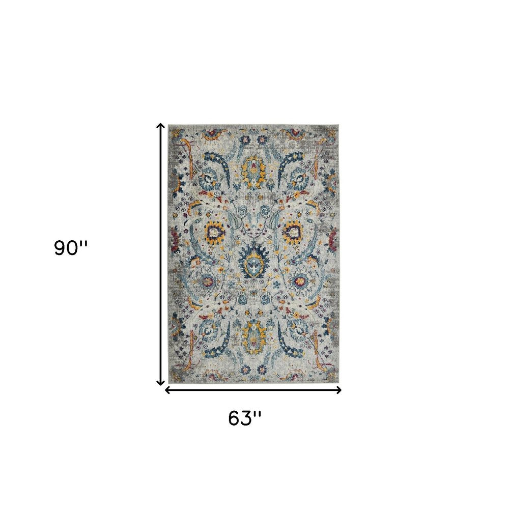 2' X 3' Gray Blue And Orange Area Rug