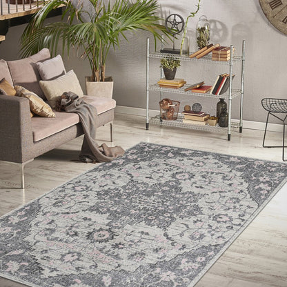 8' X 8' Gray And Dark Gray Area Rug