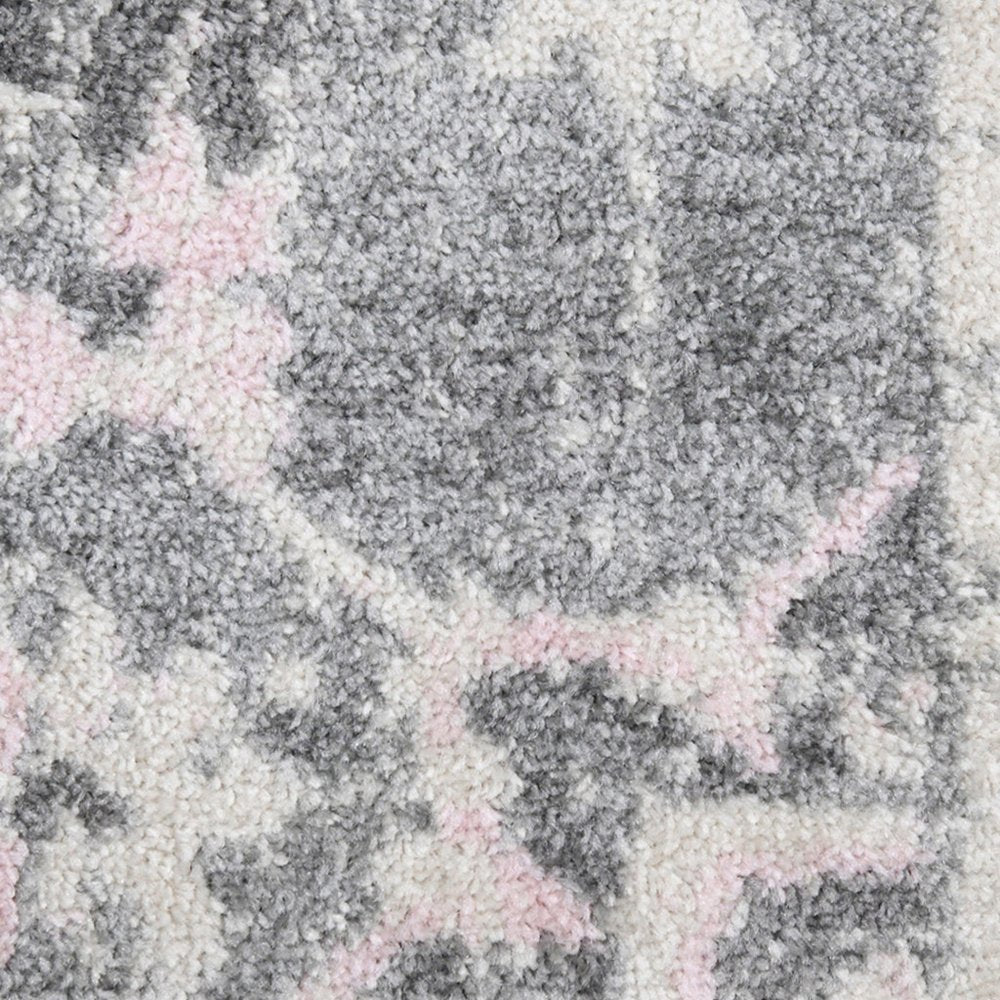 8' Gray And Dark Gray Medallion Runner Rug