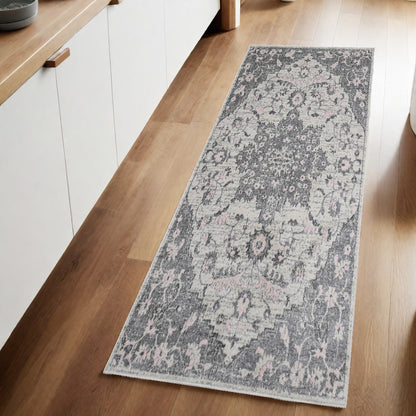 2' x 3' Gray Medallion Power Loom Area Rug