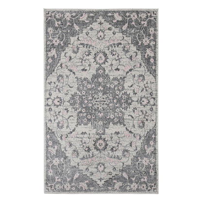 2' x 3' Gray Medallion Power Loom Area Rug