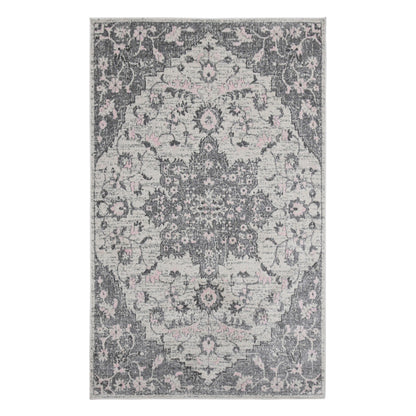 2' x 3' Gray Medallion Power Loom Area Rug